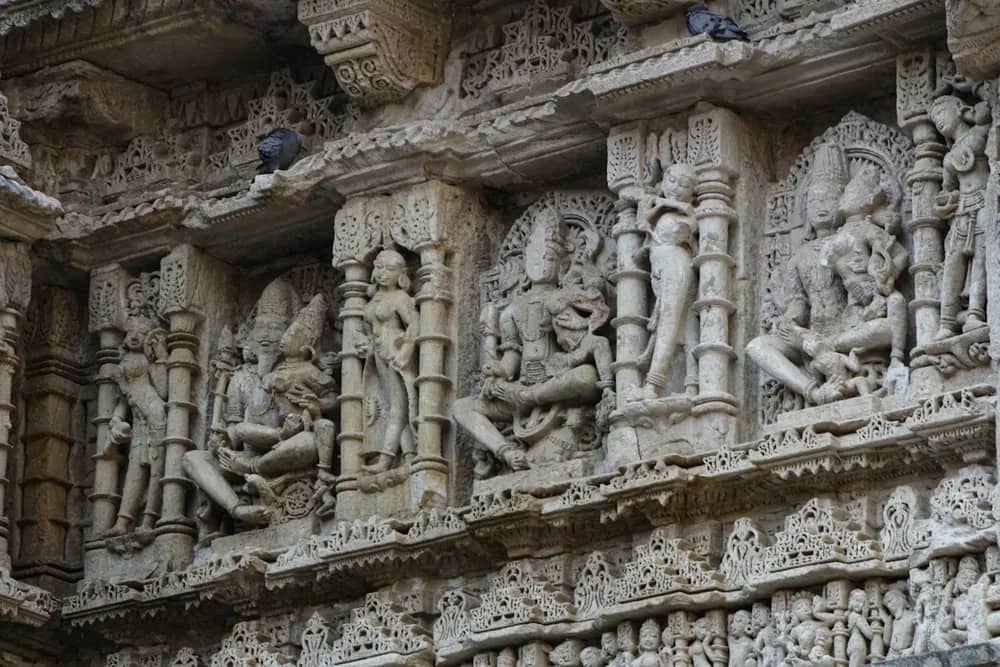 Carved stone figures on a heritage monument
